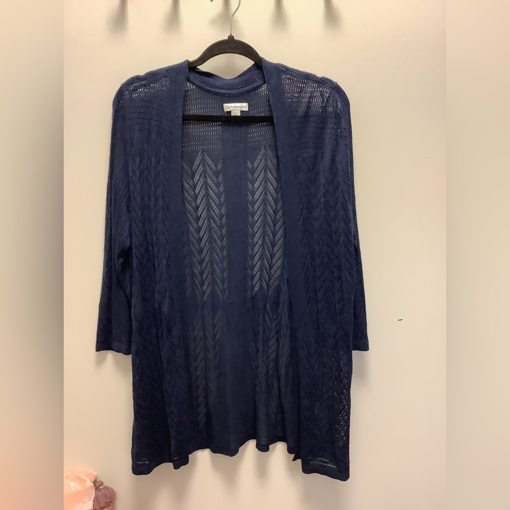 Croft and Barrow open knit navy blue cardigan size L